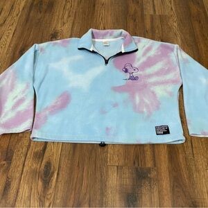 SNOOPY Tie Dye Cropped Fleece Pullover